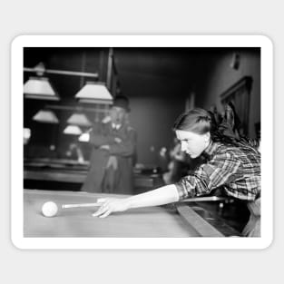 Billiards Champ, 1910. Vintage Photo Sticker